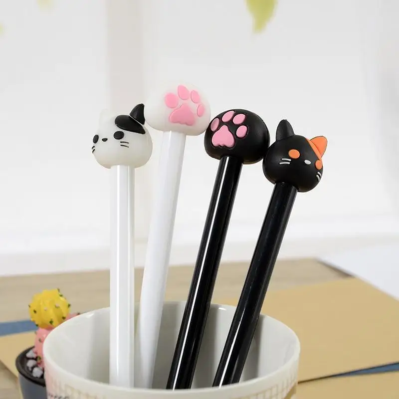 10pcs/batch Kawaii Cat Gel Signature Pen Cute Claw Stylos Black Ink for Hand Account Writing Stationery Office School Supplies