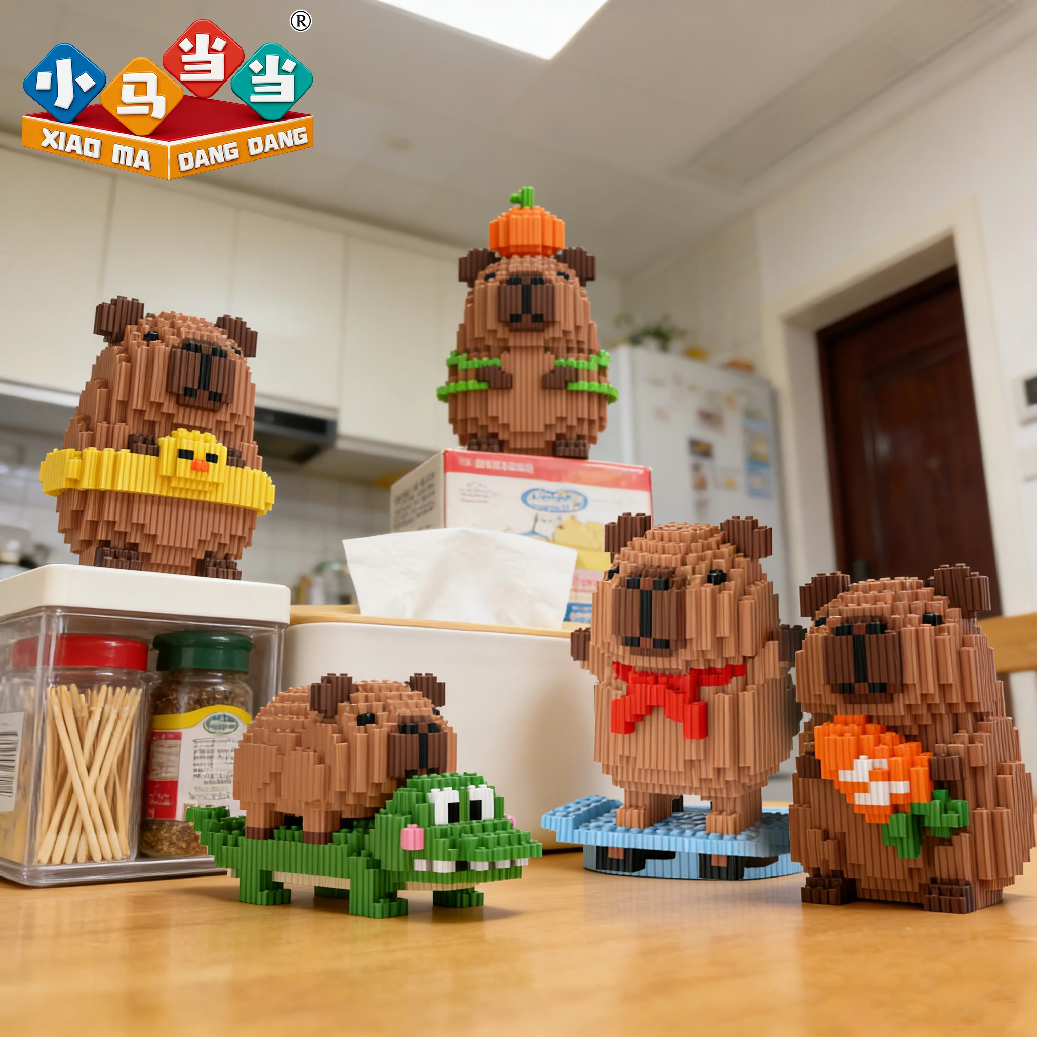 Niedliche Capybara-Bausteine, Tierthemen-Party-Dekoration, Handgefertigte Fidget-Spielzeuge, Kreatives Weihnachts- und Geburtstagsgeschenk