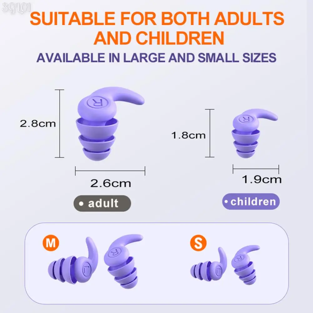 1 Pair Silicone Sleep Ear Plug Waterproof 3 Layers Ear Protector Canceling Noise Reduction Soundproof for 5-12 Year Old Children