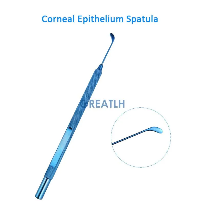 1pcs Titanium Corneal Epithelium Spatula Angled 45° Round Head Spatula Medical Pet Tool Ophthalmic Instruments 115mm Long