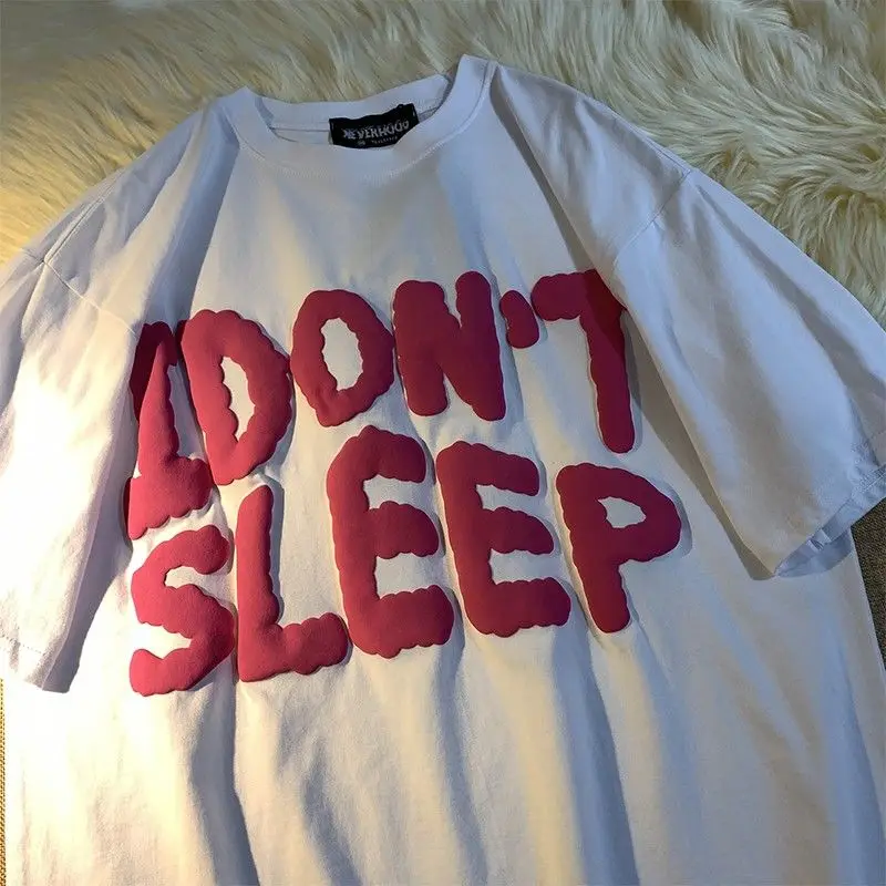 أعلى المرأة الشارع الحلو وجميل الكرتون جولة الرقبة قصيرة الأكمام تي شيرت إلكتروني الطباعة فضفاضة عارضة أعلى تي شيرت المعتاد