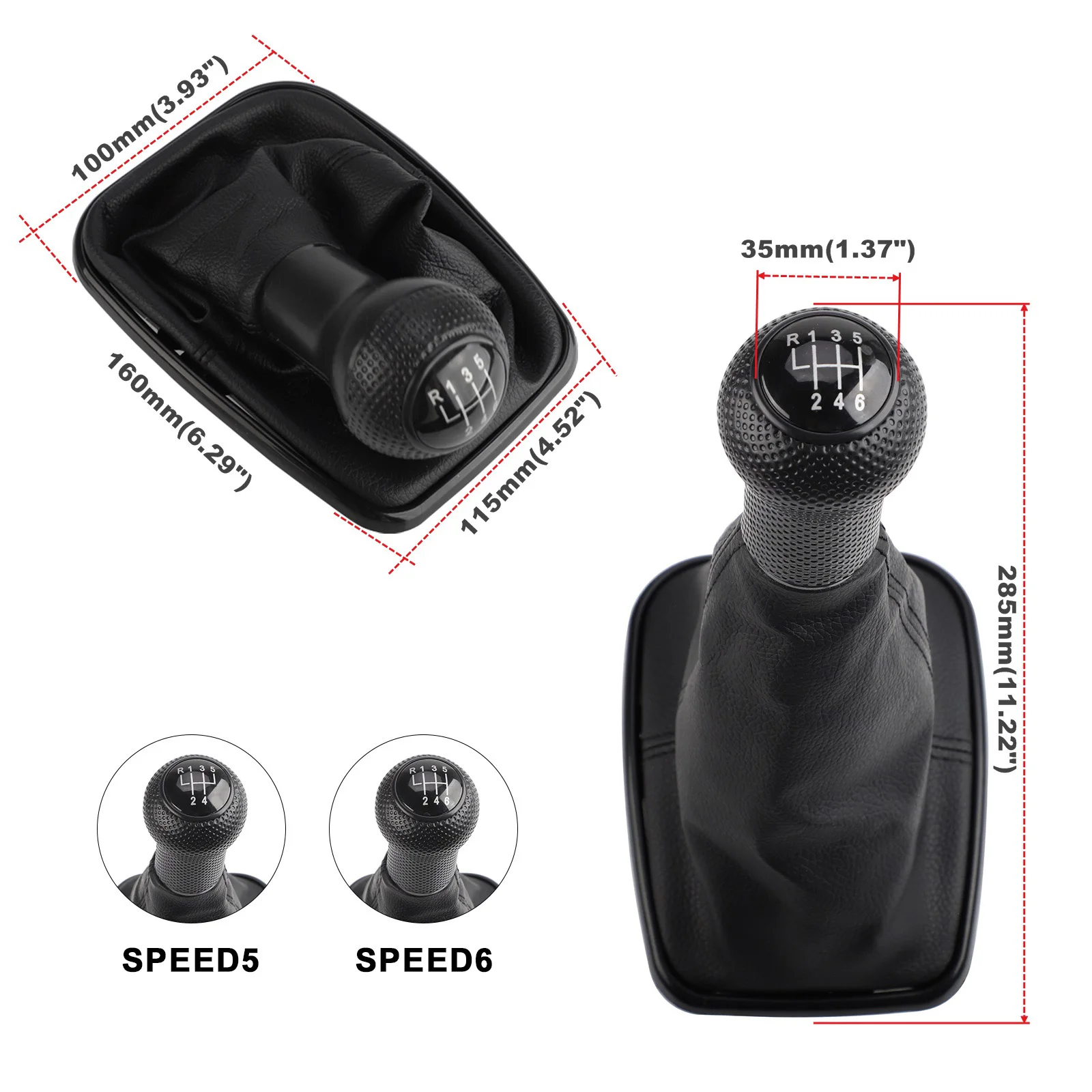 For Volkswagen VW 1999-2005Golf 4 IV MK4 GTI R32 Bora Jetta MT  5 / 6 Speed Car Gear Shift Knob Lever Shifter Gaitor Boot  12mm