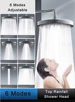 New 230mm Big Panel Showerhead 6 Mode Supercharge Rainfall Shower Head High Pressure Top Rain Shower Faucet Bathroom Accessories