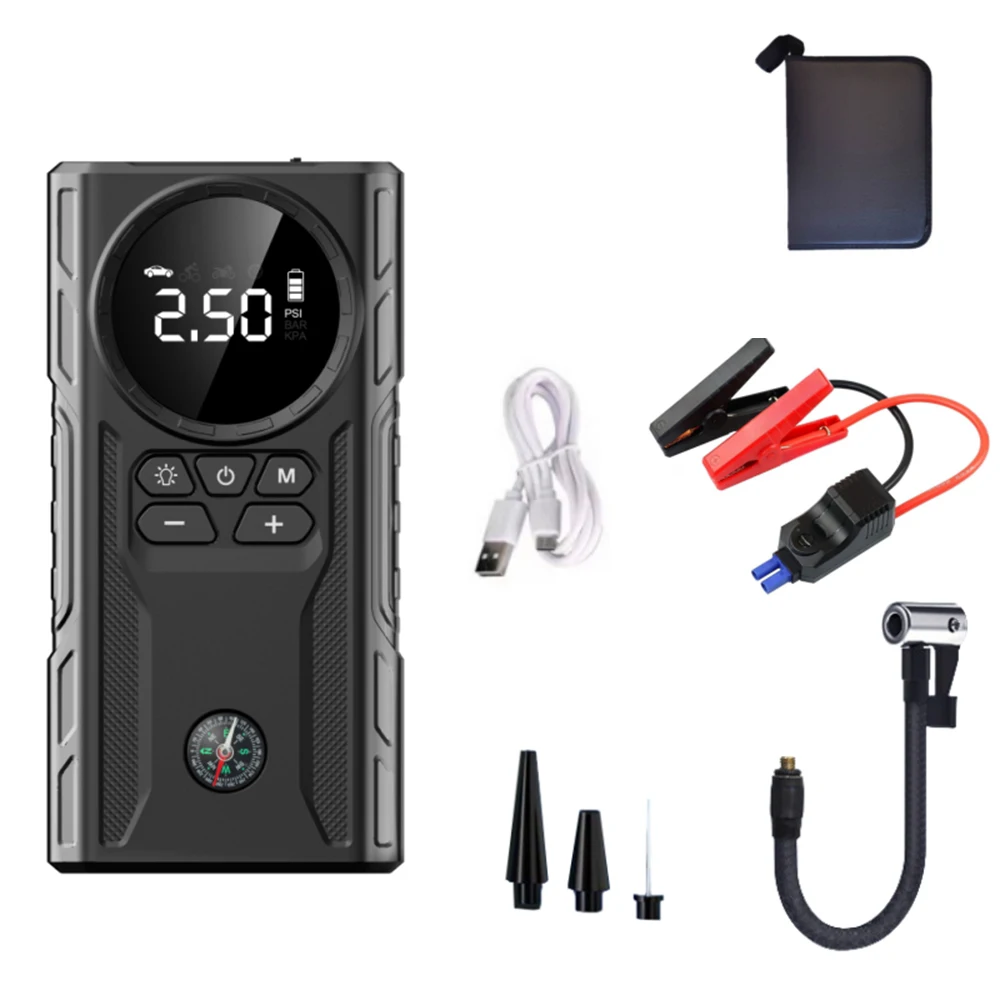 

12V Portable Tire Inflator Air Compressor (J23) Car Emergency Jump Starter Digital Display Large Capacity Power Bank 2-in-1