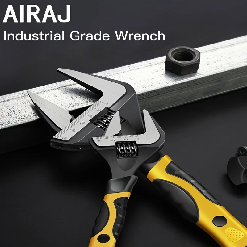 AIRAJ Adjustable Spanner PVC Coated Handle Stainless Steel Universal Spanner Hand Tool 8 Inch Household Multifunctional Wrench