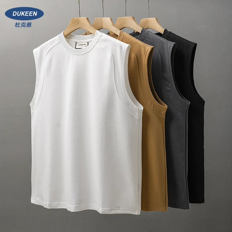 DUKEEN Sports Sleeveless Tank Tops Summer Men's Casual Loose T-Shirt Fitness Basketball Tops White Short-Sleeved Unisex