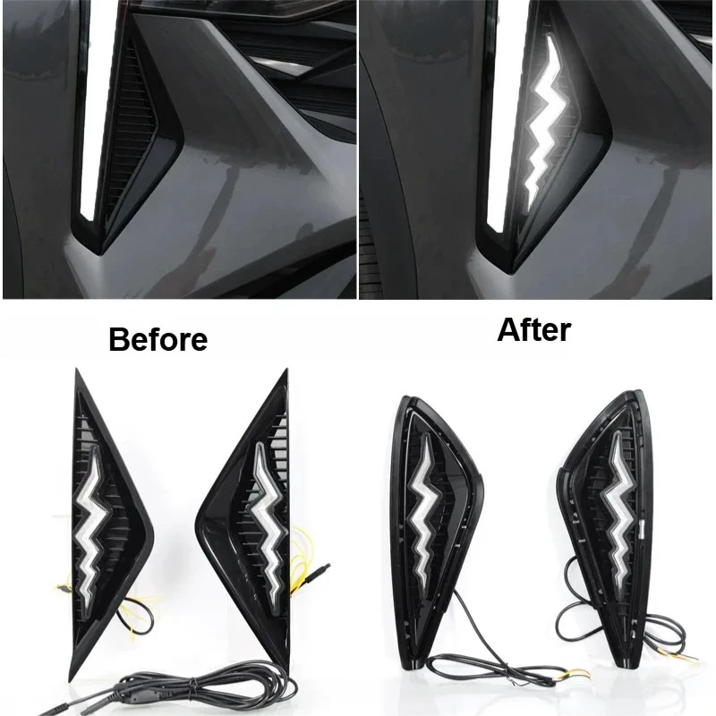 For Geely Starray Atlas Boyue 2024 Car Led Daytime Running Light Flowing Turn Signal DRL Front Fog Lamp Modified 12V Daylights