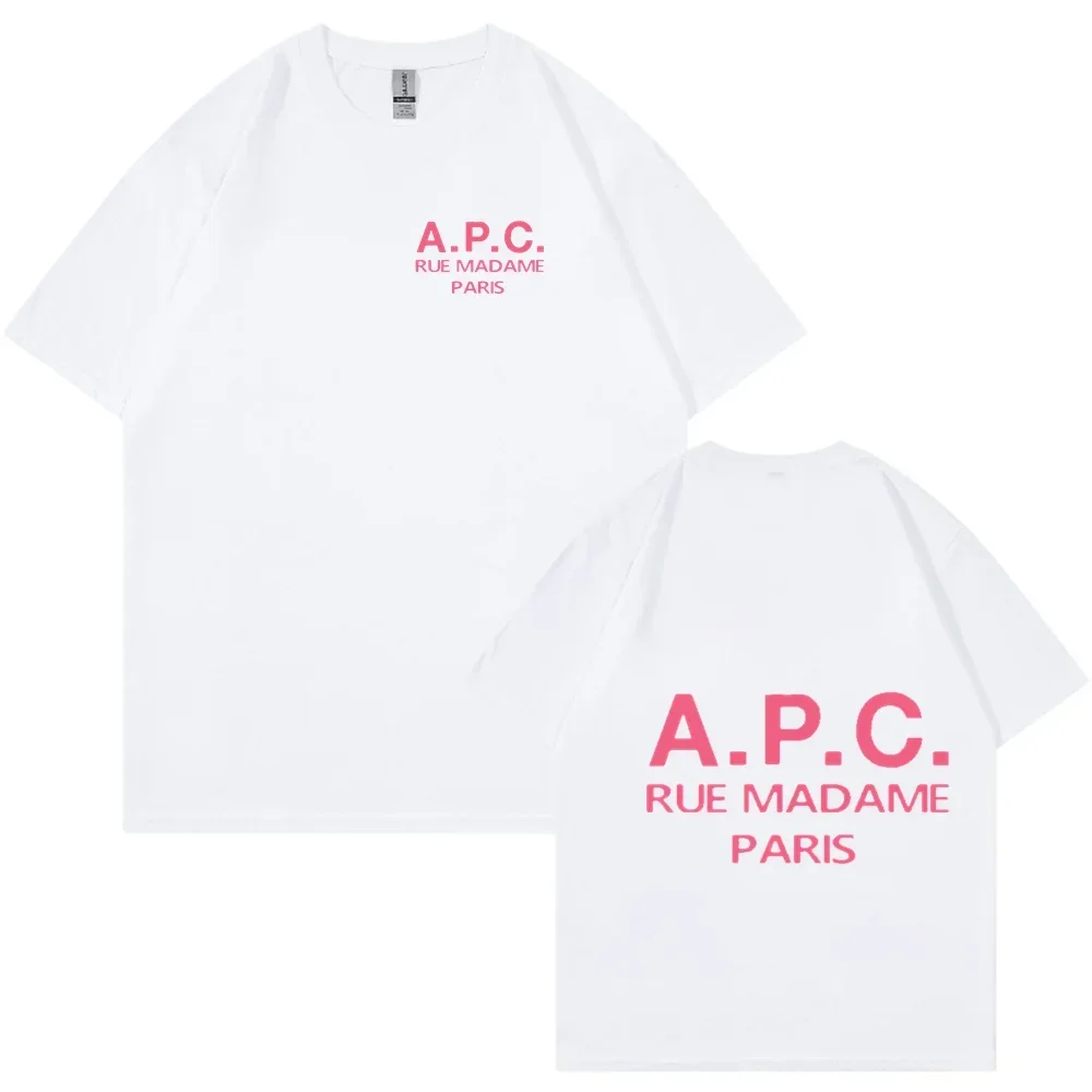 APC Women's Summer T-shirt Brand Letter Printed High Quality Fashion Retro Ladies Casual O-neck Luruxy Short Sleeve Tee Top