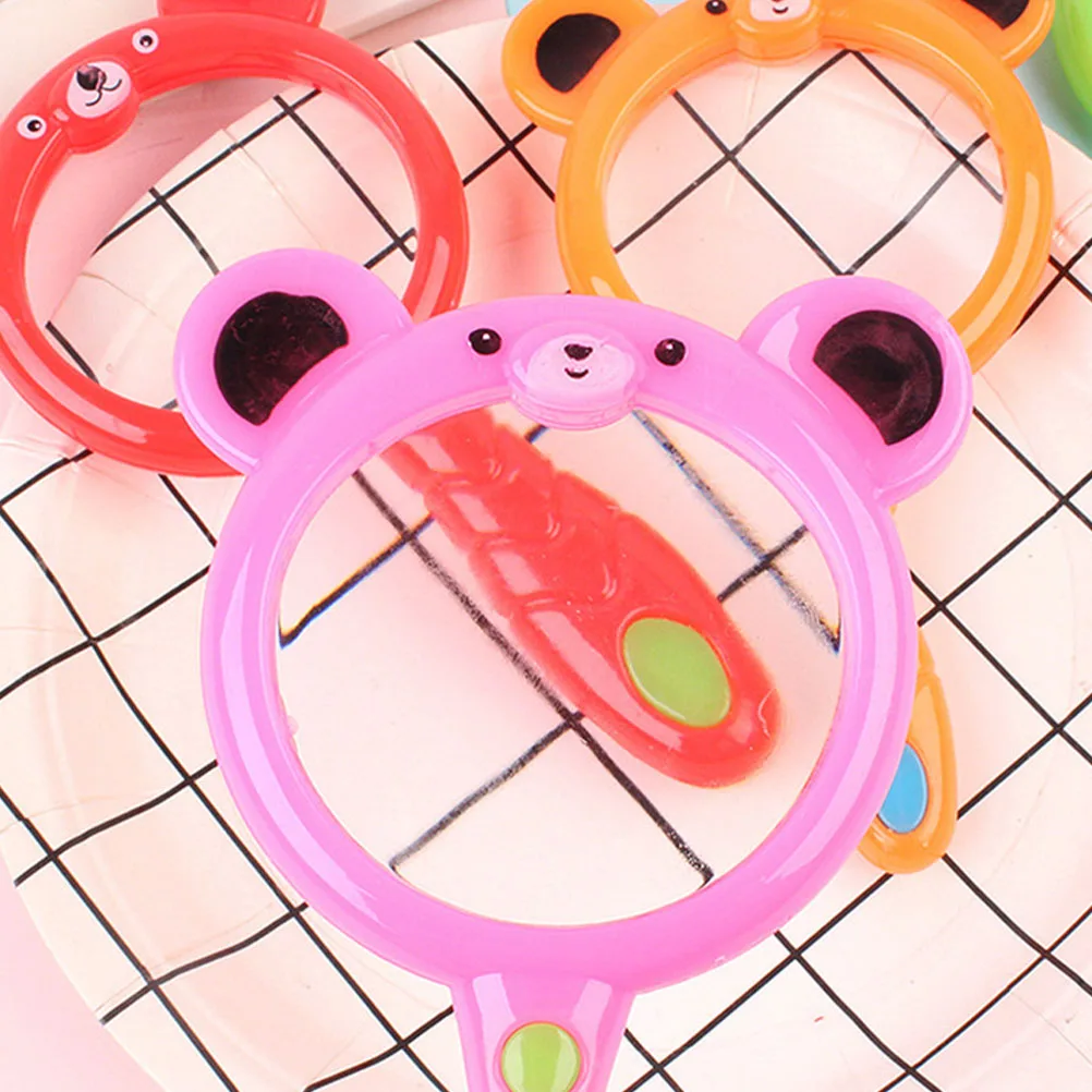 10 قطعة عدسة مكبرة ملونة محمولة بتصميم كرتوني للأطفال مراقبة خارجية تعلم مكبرات محمولة عالية الوضوح #3