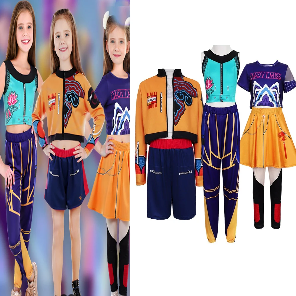 

Детский костюм для косплея Huntrix Kpop Demon Hunters Mira, сценический костюм Rumi Zoey, униформа, наряд для ролевых игр, танцевальная одежда