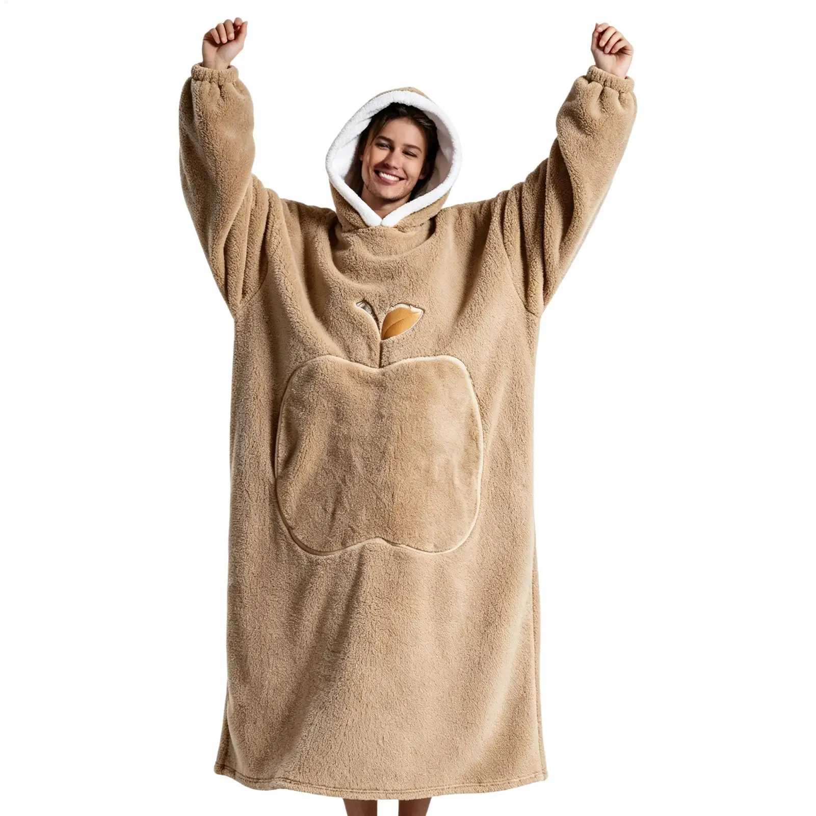 Hoodie Blanket Warm Pullover Fleece Oversized With Pocket Winter Wearable Blanket Hoodie For Camping Trip Party Dog Walking