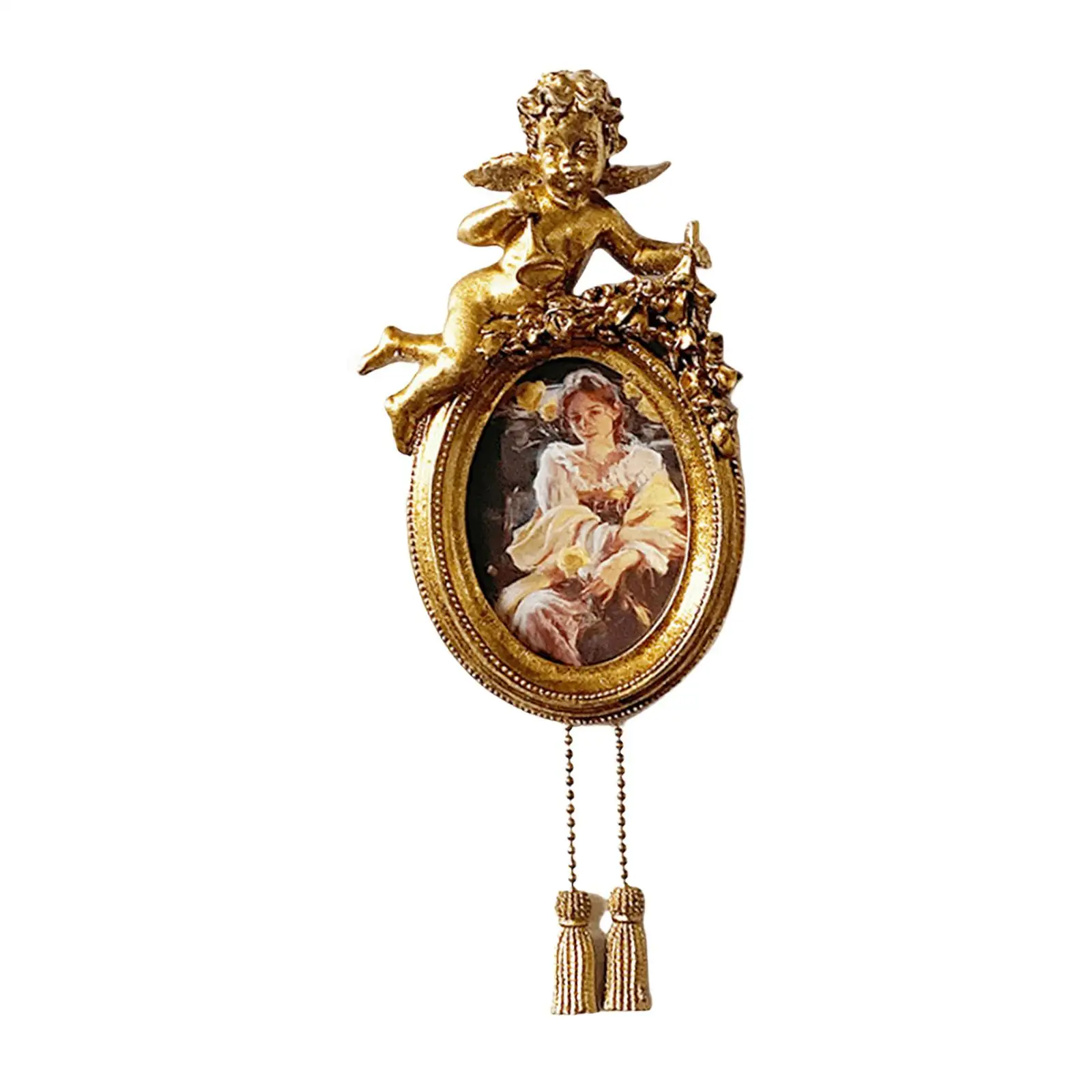 Photo Frame Picture Frame Retro Cherub Figurines Centerpiece Picture Display Stand for Wedding Holiday New Year Bedroom