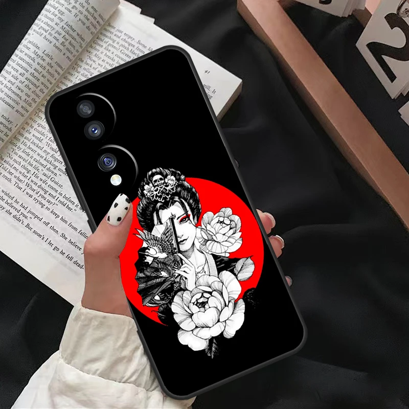 Samurai Warrior Geisha Funda For Honor X9a X8a X7a X6a X6 X7 X8 X9 8X 9X Honor Magic 5 Pro 10 50 70 90 Lite Case