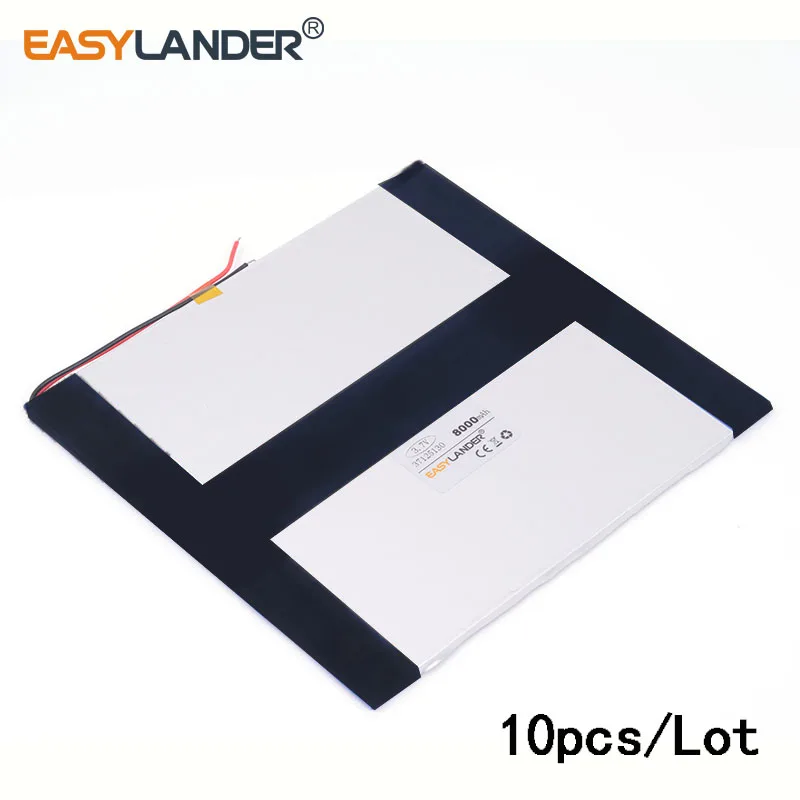 

10pcs/Lot 3.7V 8000mAH 37125130 lithium Li ion polymer rechargeable battery for tablet pc onda sanei ainol pipo IPAQ MID pad