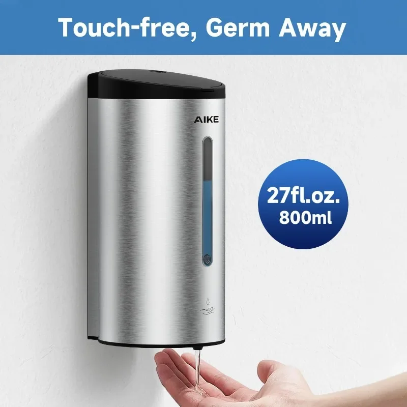 

Wall-Mount Automatic Liquid Soap Dispenser 27oz Large Capacity Brushed Stainless Steel Finish Model AK1205 Innovative NEW
