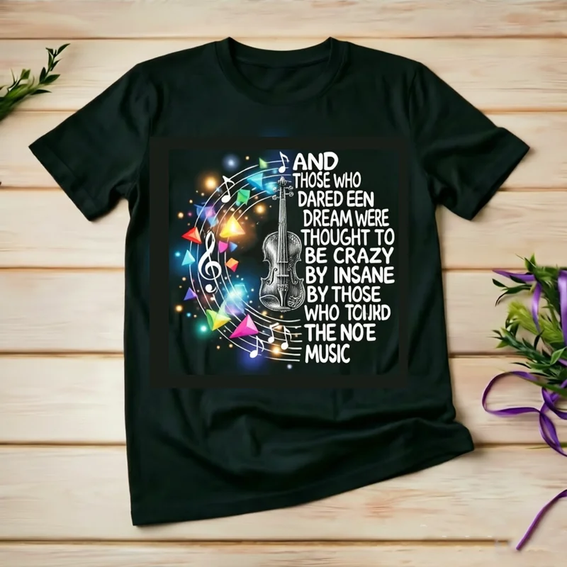Retro Hippie Music Symbol Violin And Those Who Were Seen Dancing Peace Graphic T Shirt Unisex Cotton Music Lover Gift Top