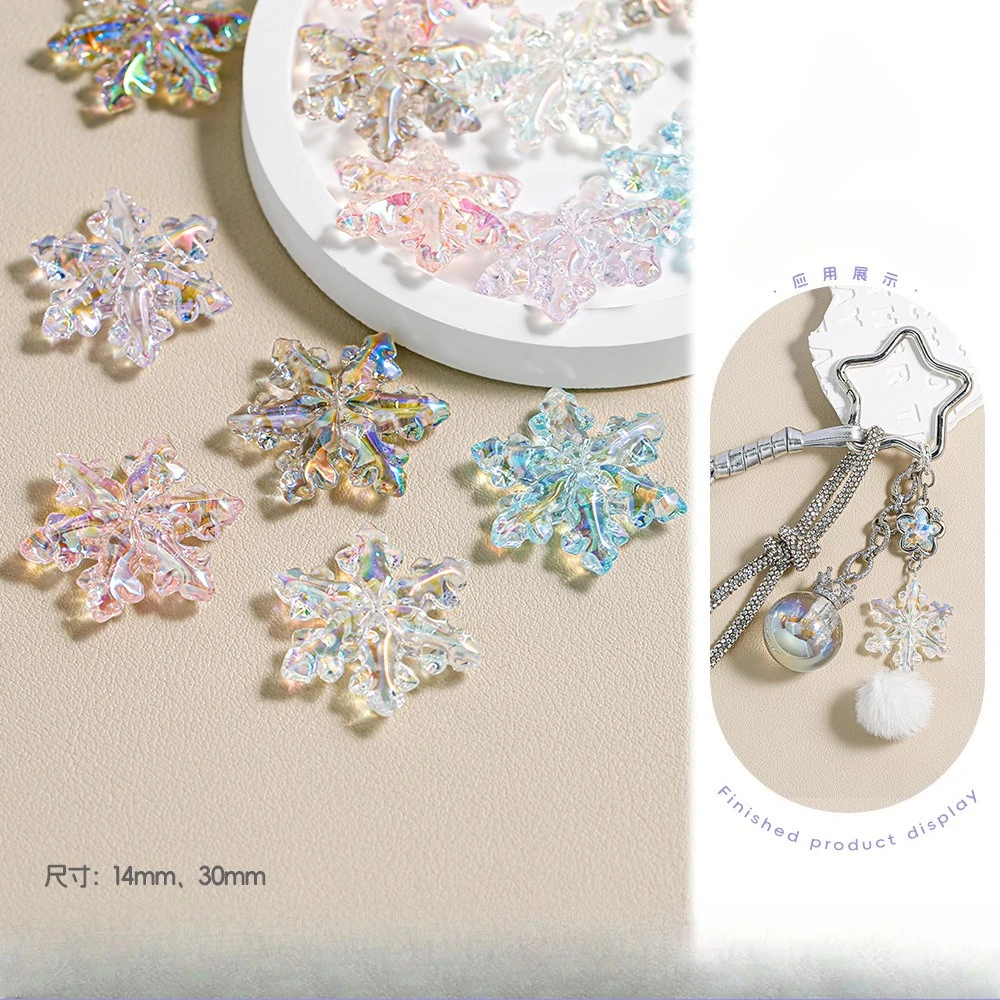 10 قطعة رقاقات الثلج الملونة الشفافة اليدوية فضفاض الخرز سلسلة هواتف محمولة المفاتيح معلقة الملحقات DIY المواد
