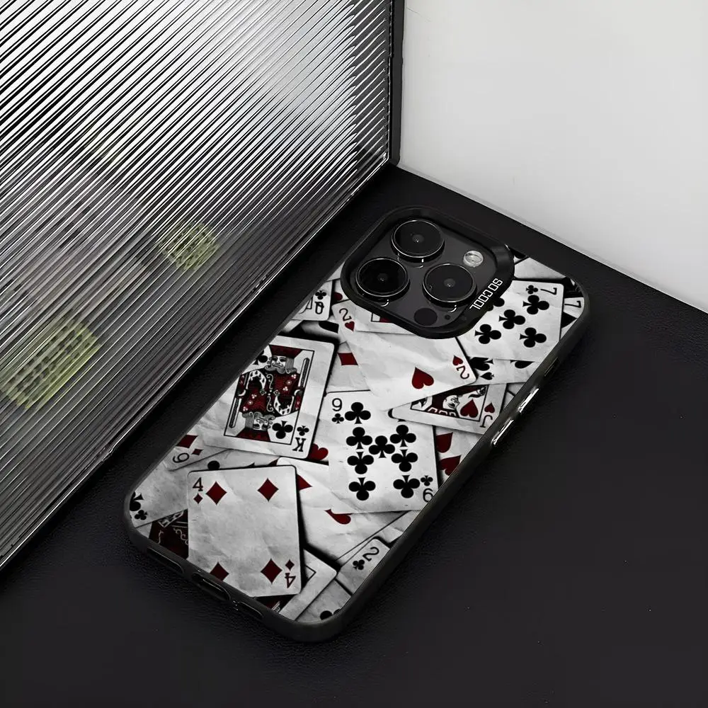 Poker Ace of Spades Phone Case Matte Colored Silver For iPhone 15 14 16 13 12 11 Pro Max Plus XS X Shockproof Hard Cover