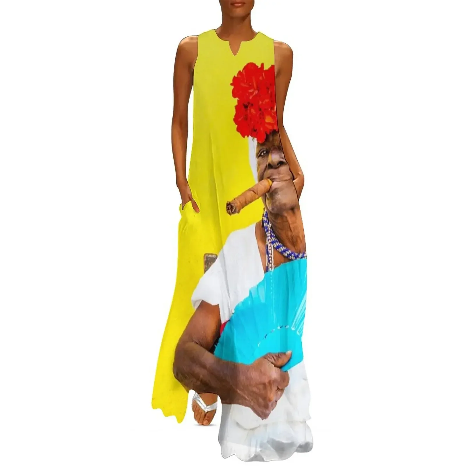 

Cuban Woman In Havana With Cigar Long Dress sexy dress summer dress daily summer Elegant gowns