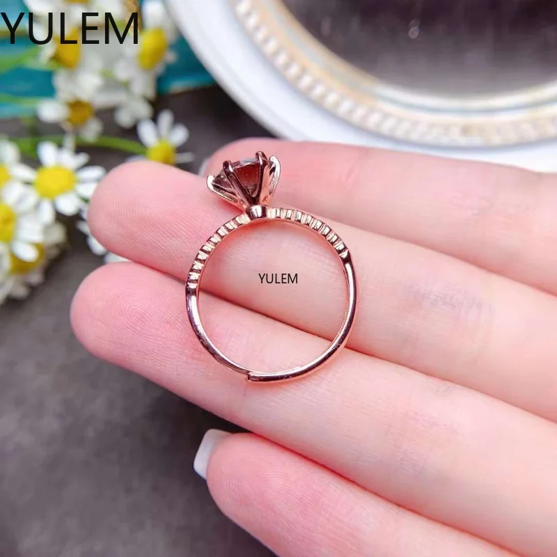 YULEM 2CT Gray/Grey Moissanite Diamond Solitaire Engagement Ring 925 Sterling Silver Statement Wedding Gift for Women Girlfriend