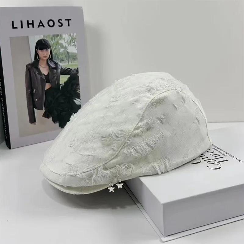 

Korean New Berets for Women Girls Solid Color Simple Versatile Forward Hat Vintage Painter Caps Reverse Beret Cap