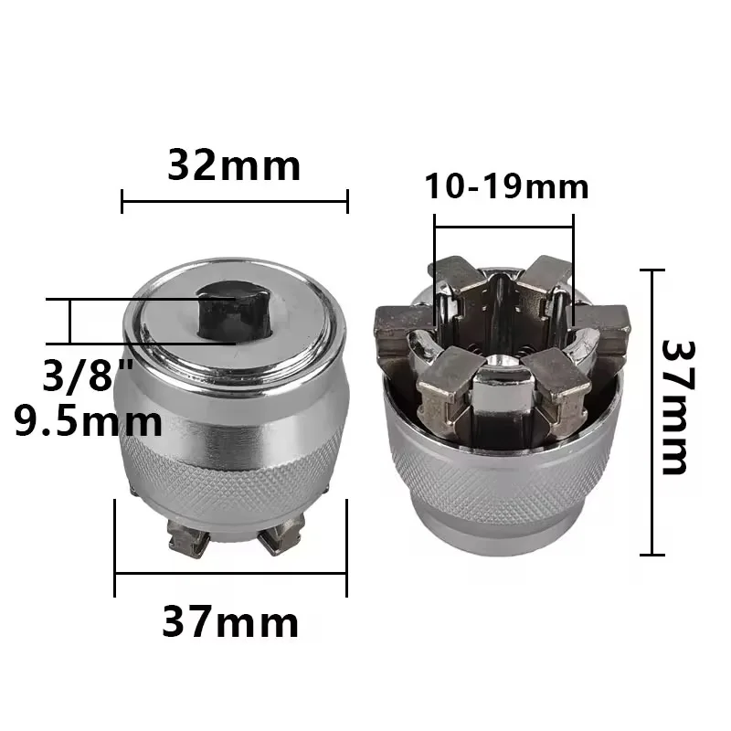Adjustable Universal Socket Wrench Grip Adapter, 10-19mm Hex Head Nuts And Bolts Driver Tool, For 3/8" Drive Ratchet Torque Wren - view 6
