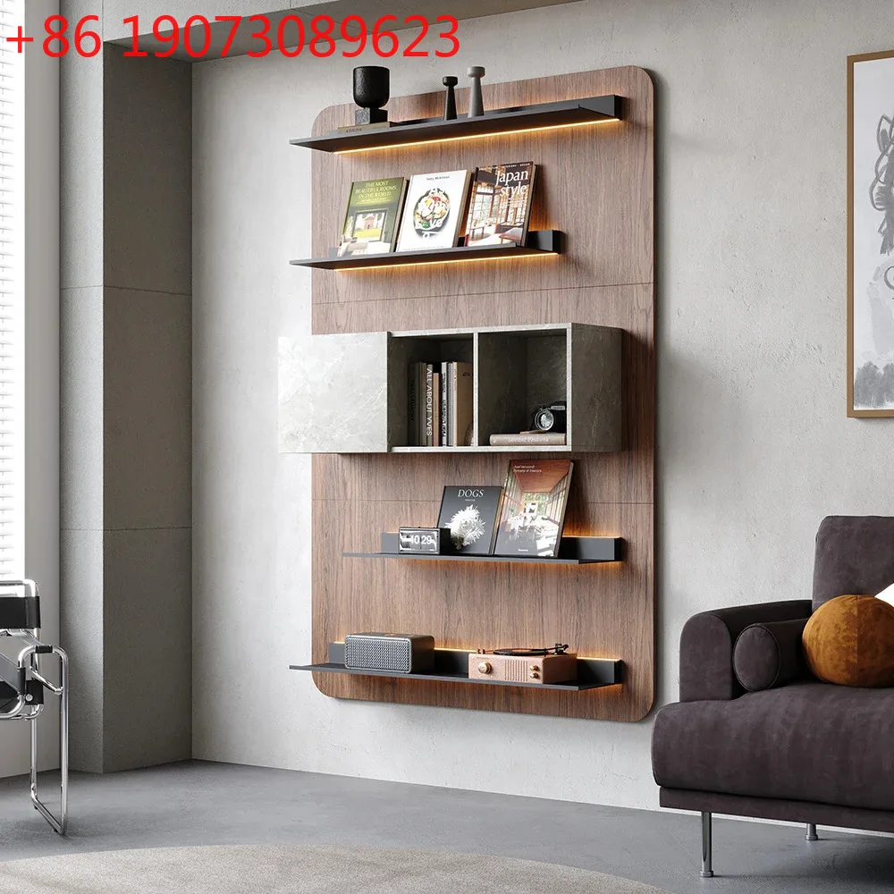 Factory Custom Wall-mounted 5-layer Modern Walnut Floating Bookshelf