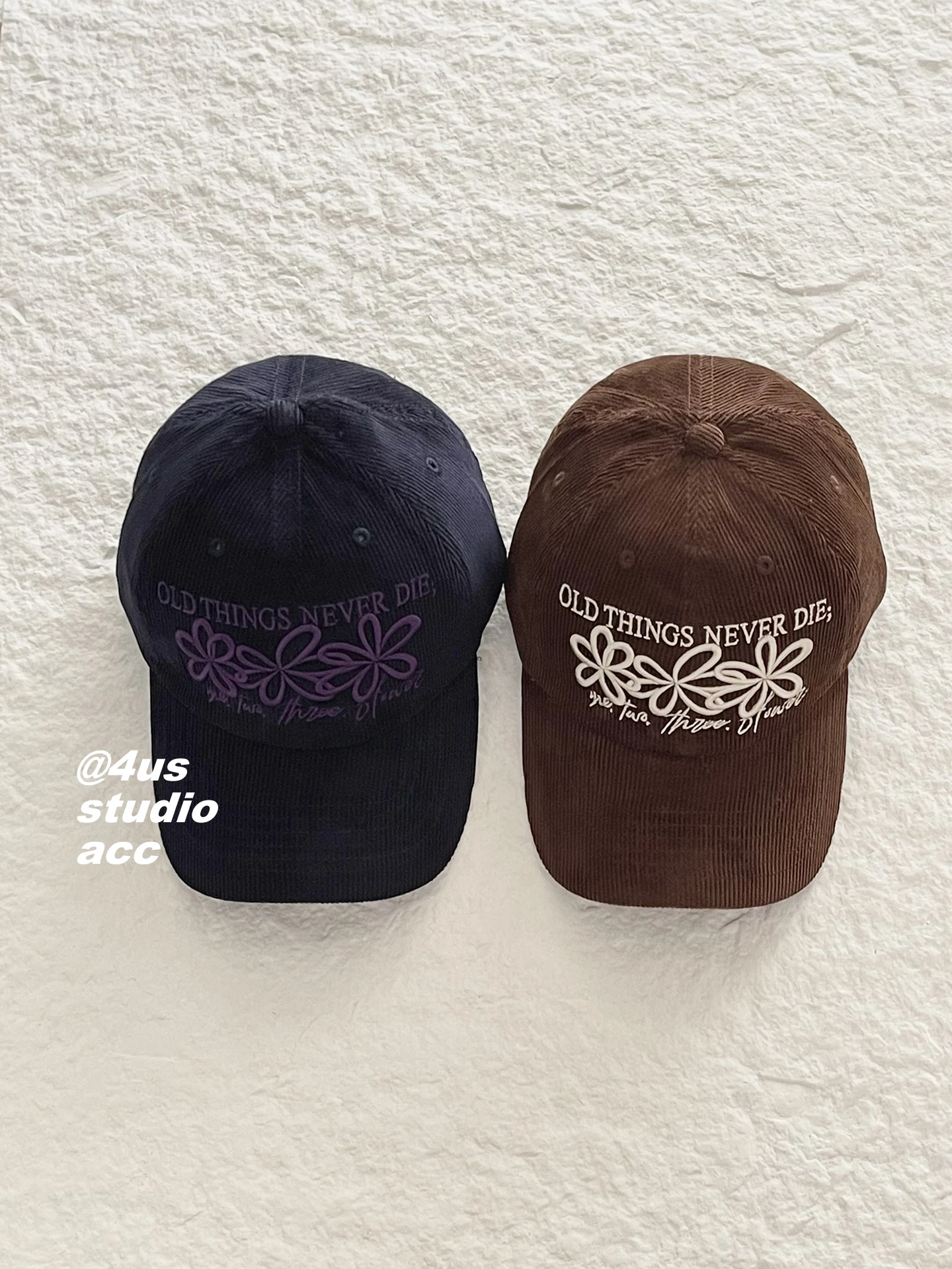

New Corduroy Embroidered Baseball Cap for Women, Wide Brim Soft Top, Face Slimming Couple Duckbill Cap