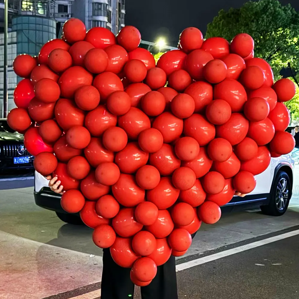 250Pcs Heart Link Balloons Red Burgundy Quick Link Balloons for DIY Heart Balloons for Wedding Valentine's Day Engagement Decor