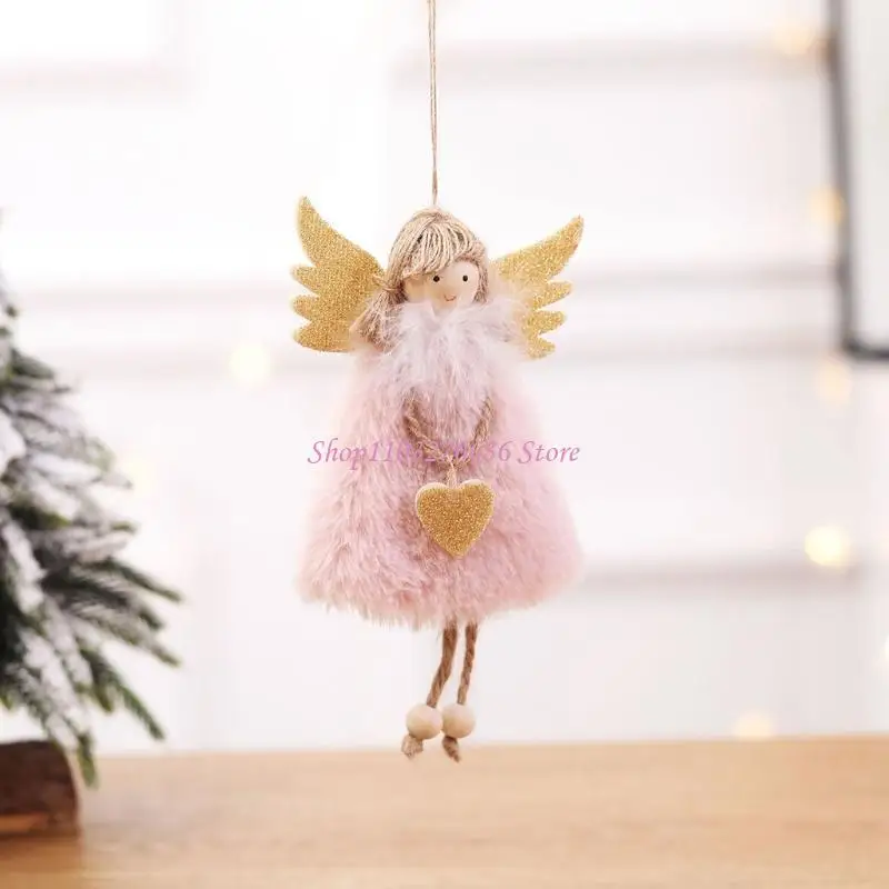 

R6FD 7in Mini Angel Plush for Doll Soft Miniature Hanging Toy for Xmas Wall Room Decoration Handbag Accs Car for Key Pendant