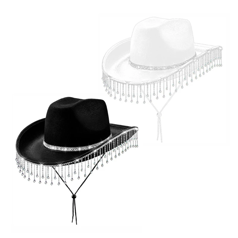 Jeweled Hat Heavy Crystal Cowboy Hats for Women Dancer Comedian Photo Props