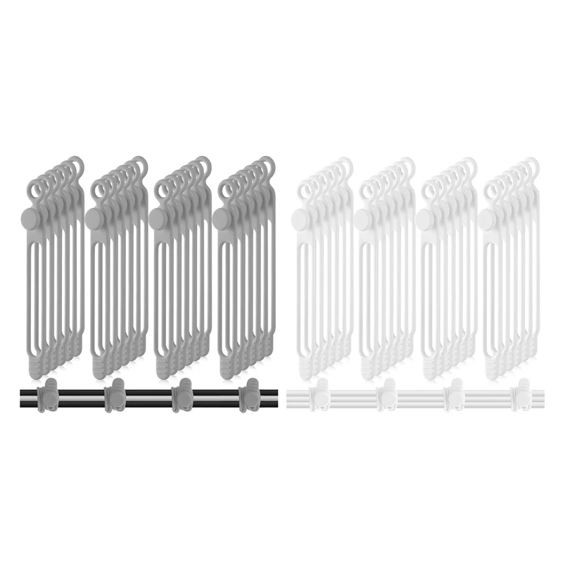ABPP-40Pcs correas de silicona organizador de cables para auriculares, Audio, bridas de sujeción reutilizables para organizar cables