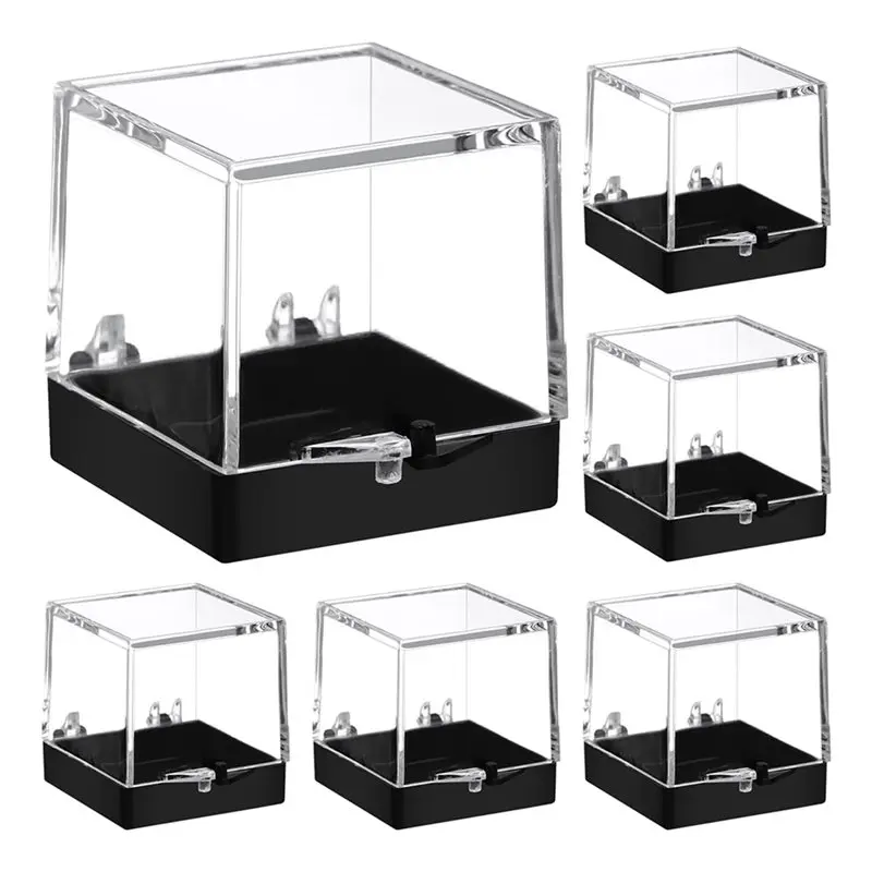 Top Sale 12Pcs Transparent Plastic Rock Collection Display Case Sturdy Organizer For Gemstones Jewelry And Collectibles Storage