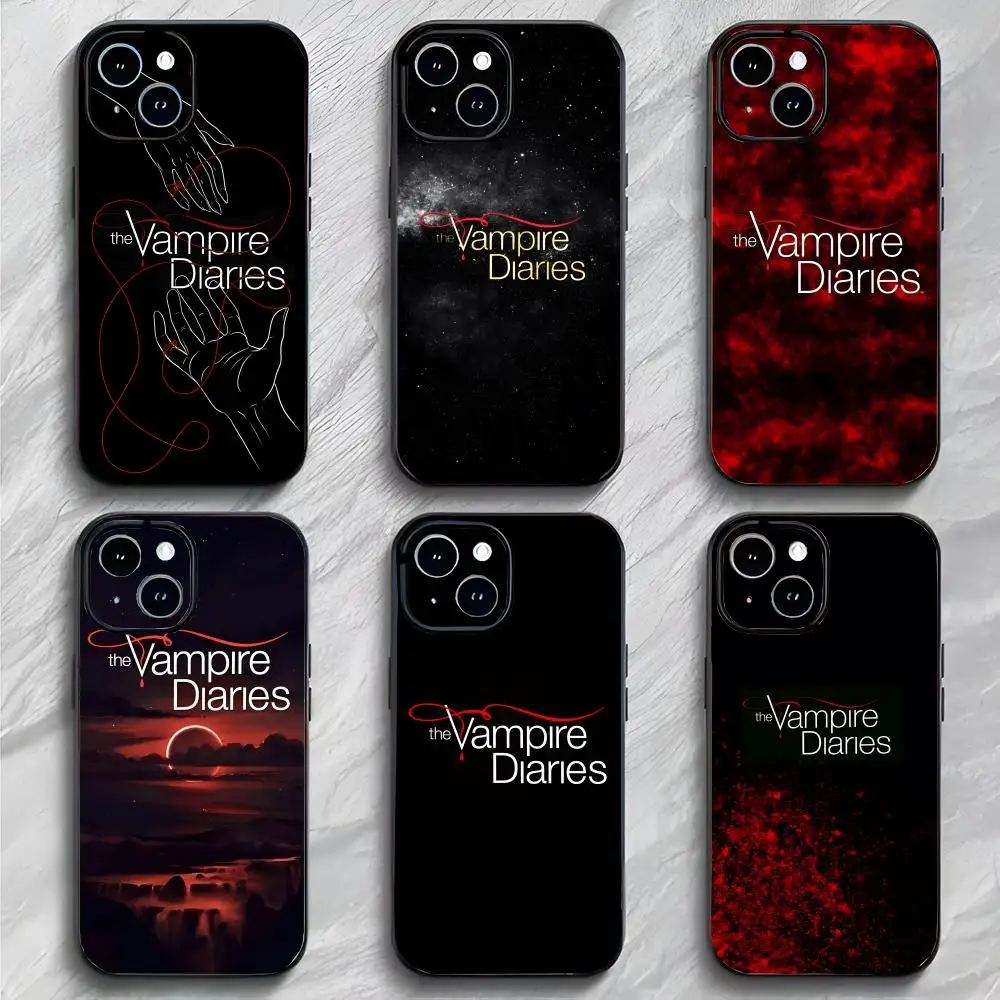 Funda de Teléfono Romántica The v-Vampire Diaries, Negra Mate, Delgada, Anticolisión, para iPhone 17 16 15 14 ProMax