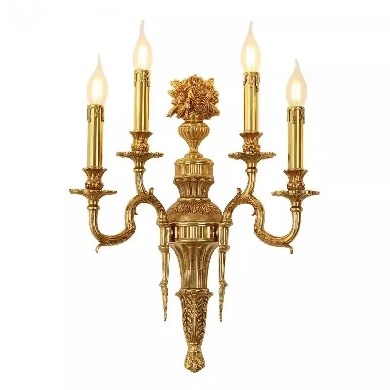 

French Style Wall Lamp Solid Brass Candle Design Construction Decorative Light Stair Light Balcony Wall Light Lamparas