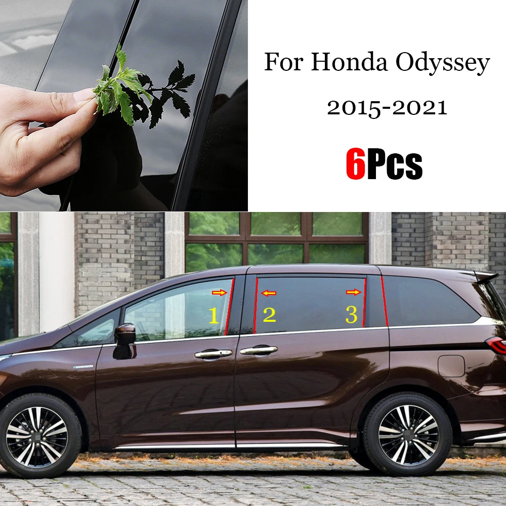 

New Arrival 6PCS Window Trim Cover BC Column Sticker Fit For Honda Odyssey 2015 - 2021 Polished Pillar Posts