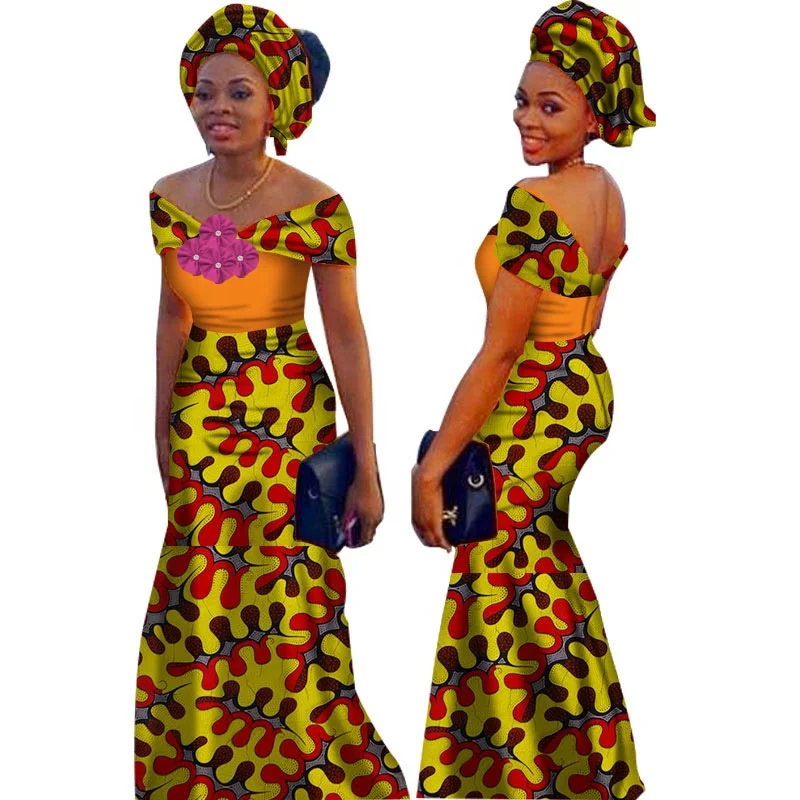 

African Ankara large size party dress African printed women's dress Ankara clothing African waxed national clothing