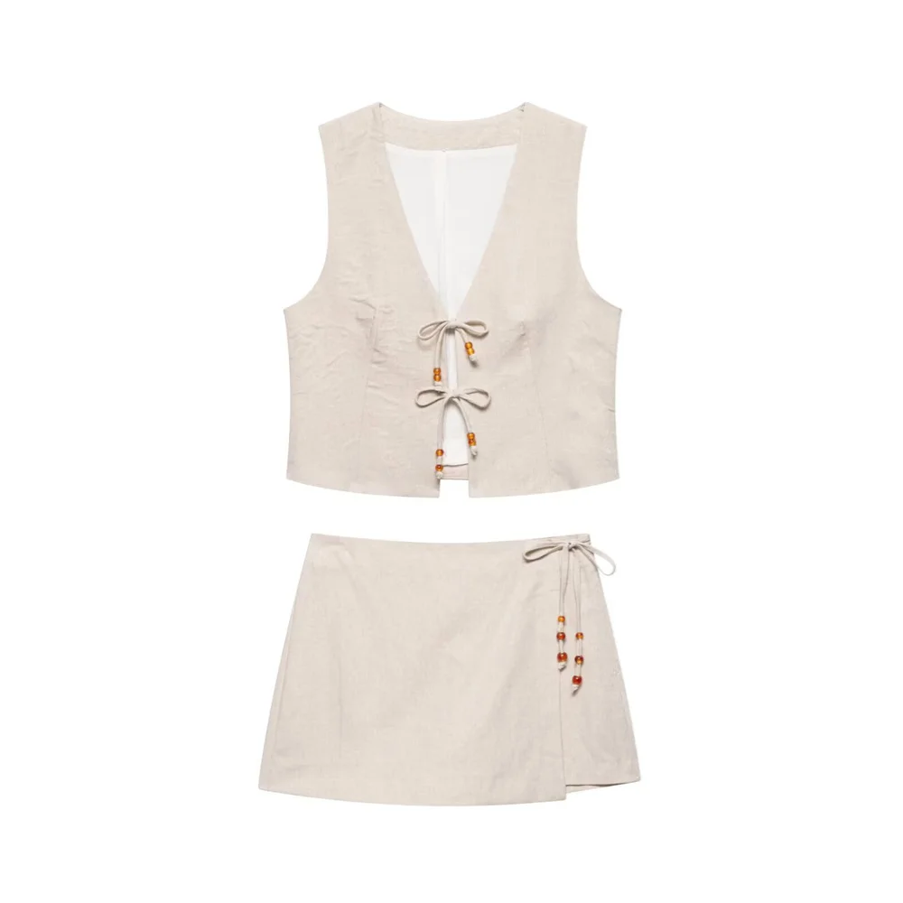 

UNIZERA women's beaded vest casual shorts spring and summer new products casual women's clothing