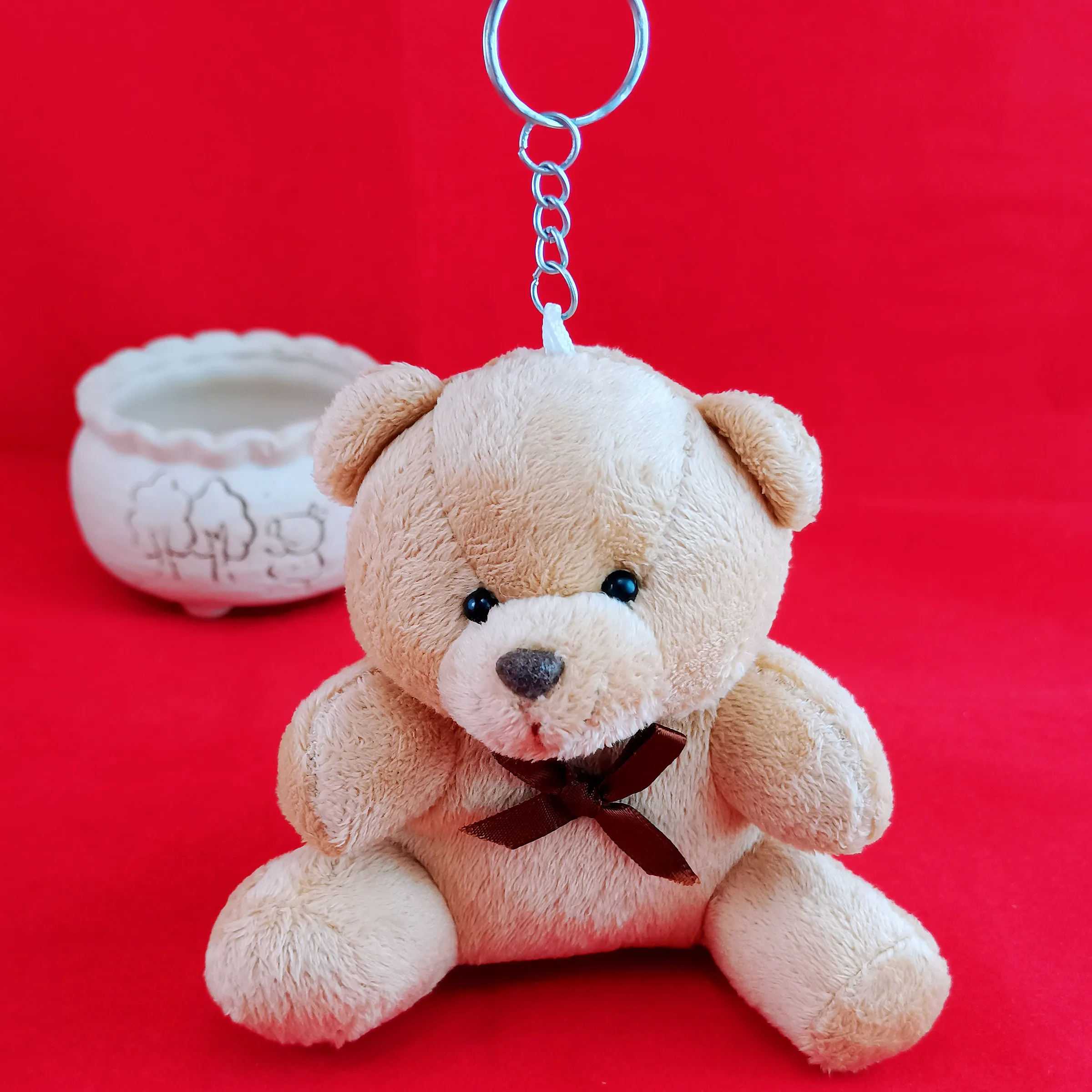 20 stks Groothandel Knuffel Strikje Teddybeer Sleutelhanger Bowtie Rugzak Tas Wandelaar Plushie Beren Speelgoed Knuffels Gift Pta006