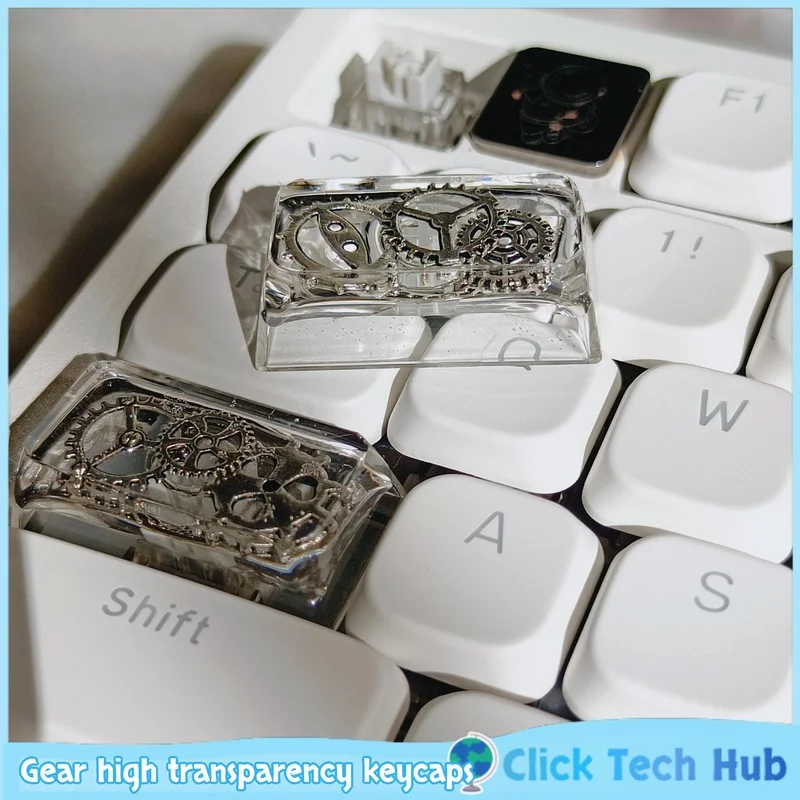 Gear High Transparency Keycaps 1.2u/1.5u/2.2u/6.25u Gold Silver Mechanical Punk Keycaps Space Key Mechanical Keyboard Keycaps