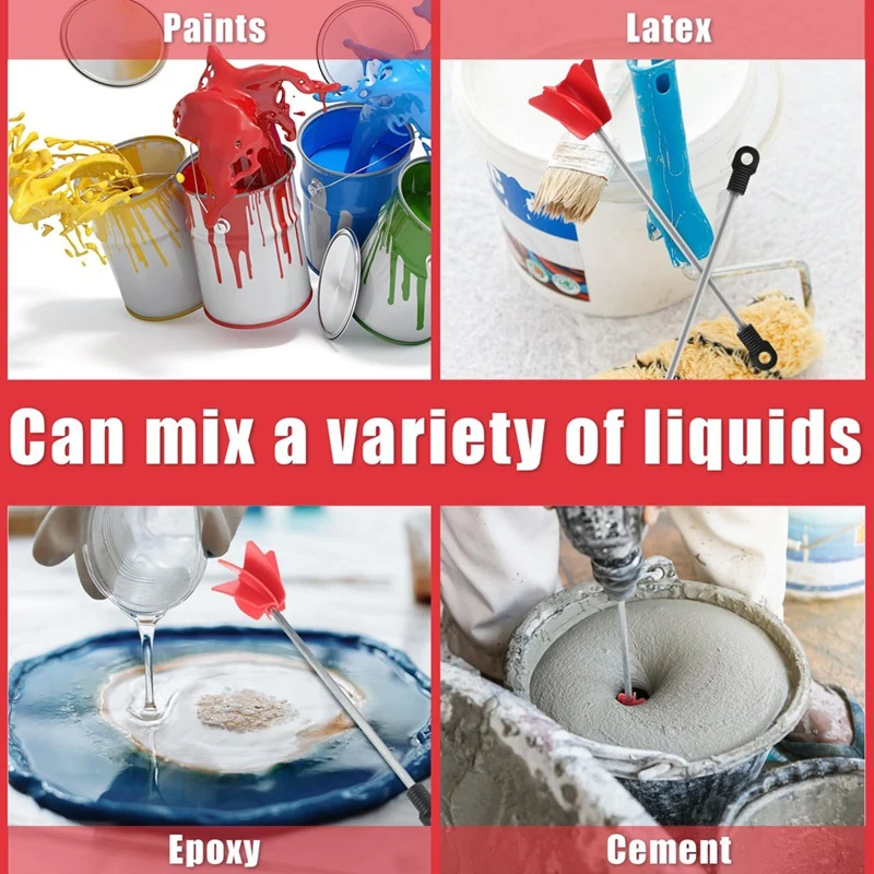 8 Pcs Paint Stirrer For Drill, Drill Mixer Attachment, Epoxy Mixer, Helix Drill Paint Mixer For Most Drills