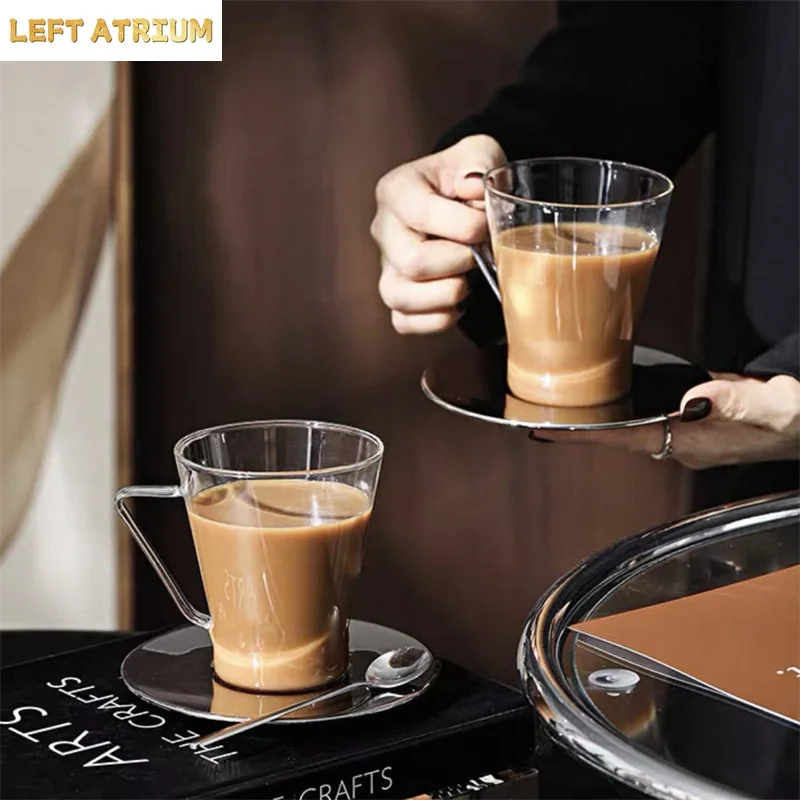 320ml 450ml Iced Americano Glass Coffee Mug With Handle  Breakfast Latte Juice Milk Cold Drink Cup and Mug Drinkware
