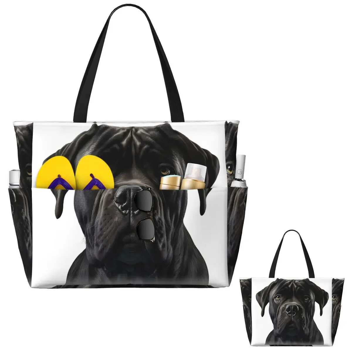 Black Cane Corso Italian Mastiff Beach Tote Bag Sport Gym Yoga Duffle Large Tote Bag Women Travel Bag Fitness bag