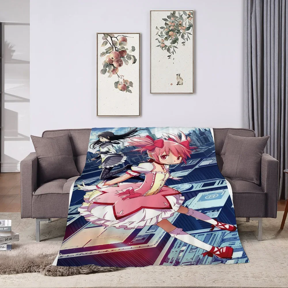 Puella Magi Madoka Magica Cobija Picnic Blanket Fluffy Soft Blankets and Bedspreads Double Bed Blankets & Throws Halloween Plaid