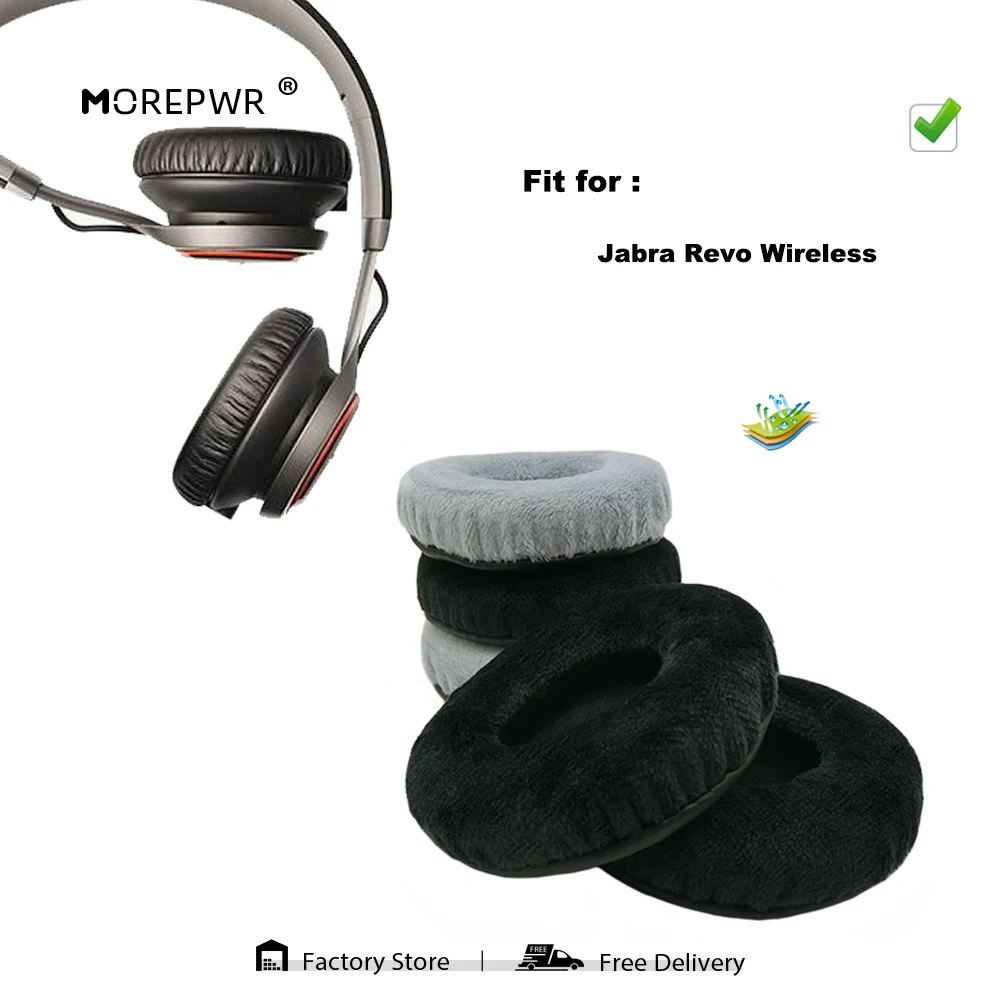 

Morepwr New Upgrade Replacement EarPads for Jabra Revo Wireless Headset Parts Leather Cushion Velvet Earmuff Sleeve Cover