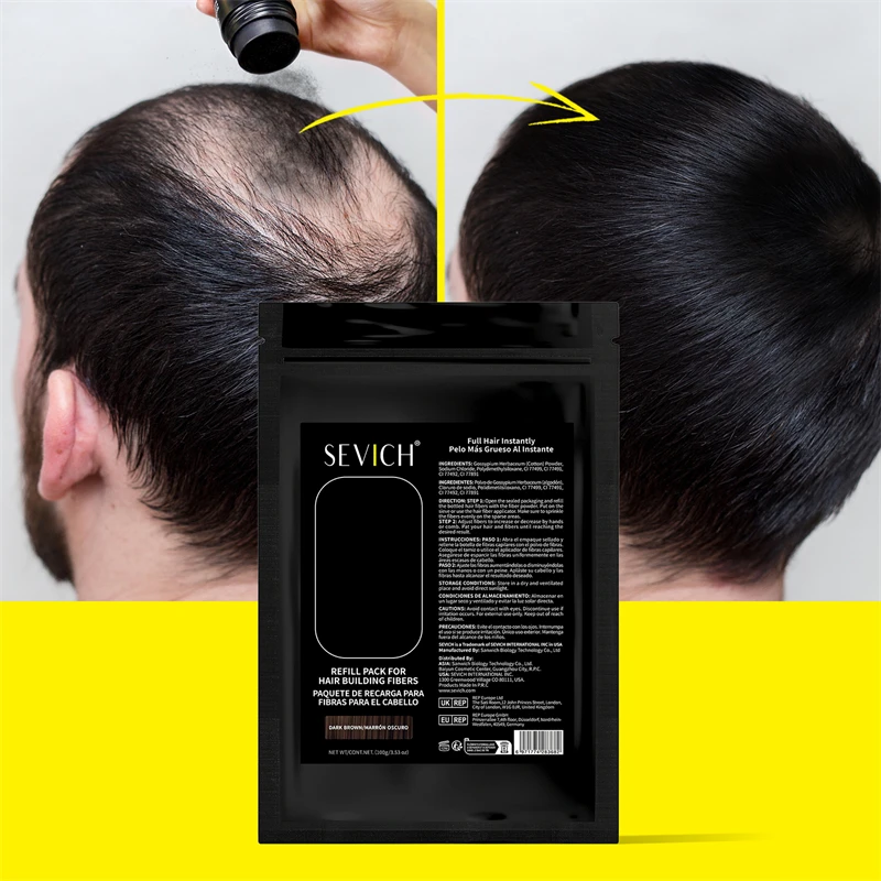 Serat Rambut Sevich 100g 10 Warna Serbuk Serat Keratin untuk Menambah Volume Rambut, Penambah Pertumbuhan Rambut Instan, Isi Ulang 50g Produk Perawatan Rambut