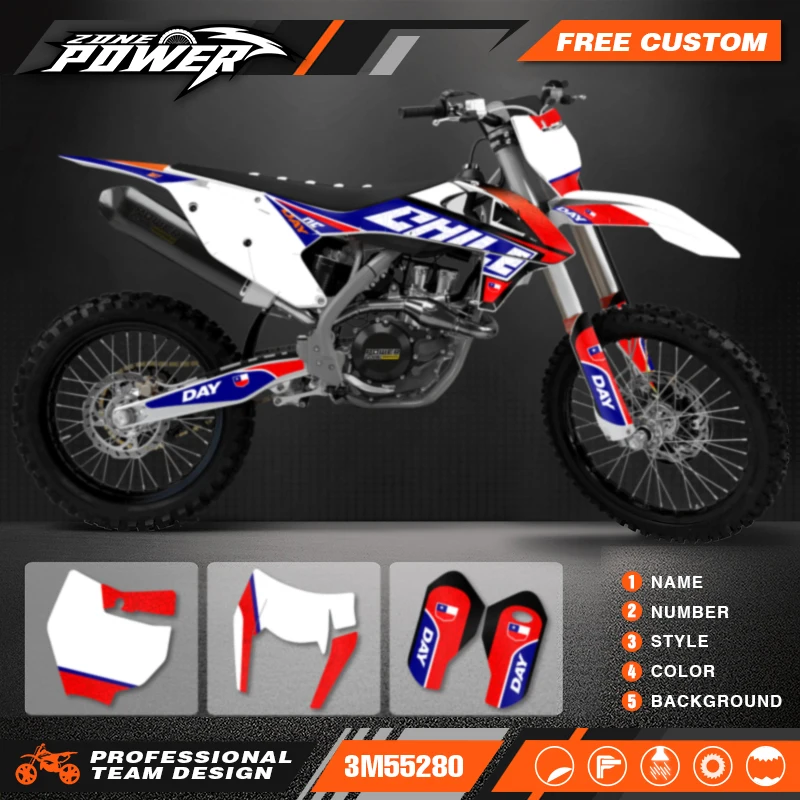 Powerzone Custom  Motorcycle Graphics Backgrounds Decal Stickers Kits for KTM SX SXF 2016-2018 EXC XCW 2017-2019 125-500cc 67