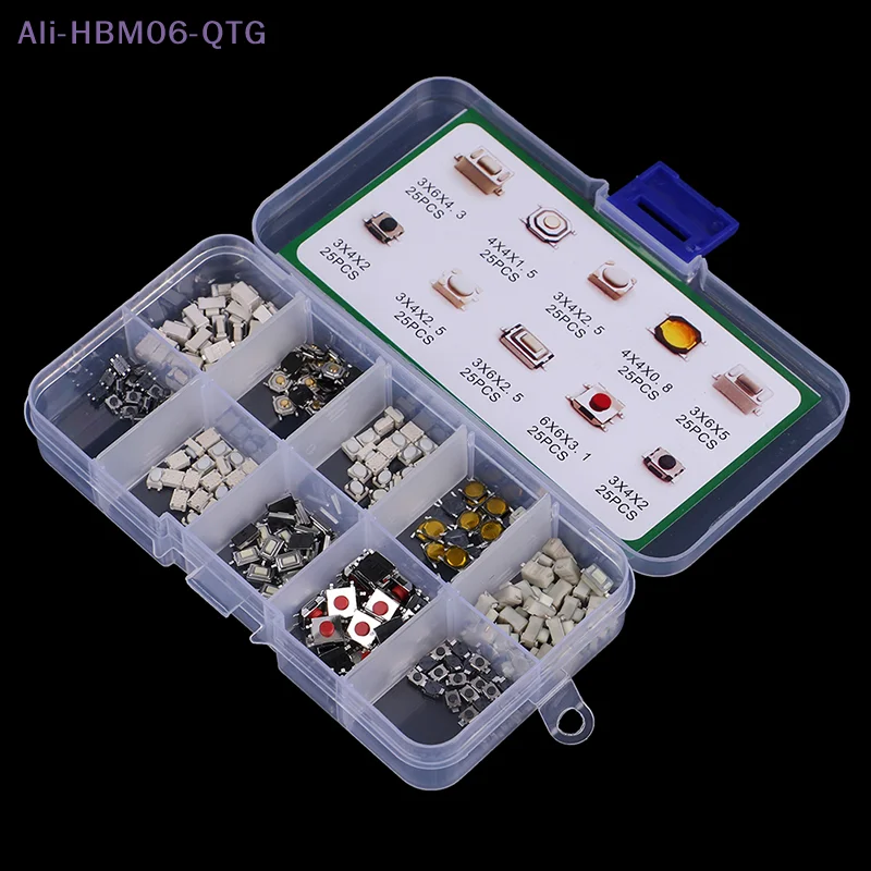 [New] Hot sale 100/250Pcs 10 Types Tactile Push Button Switch Car Keys Remote Control Keys Button Touch Microswitch Kit