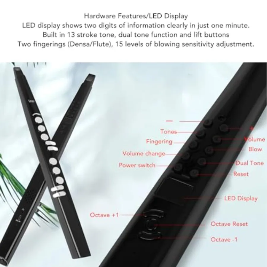 Mini Digital Wind Instrument with Bluetooth MIDI 13-Tone Adjustable Volume 3 Blowing Sensitivity Levels Compact Electronic Saxo