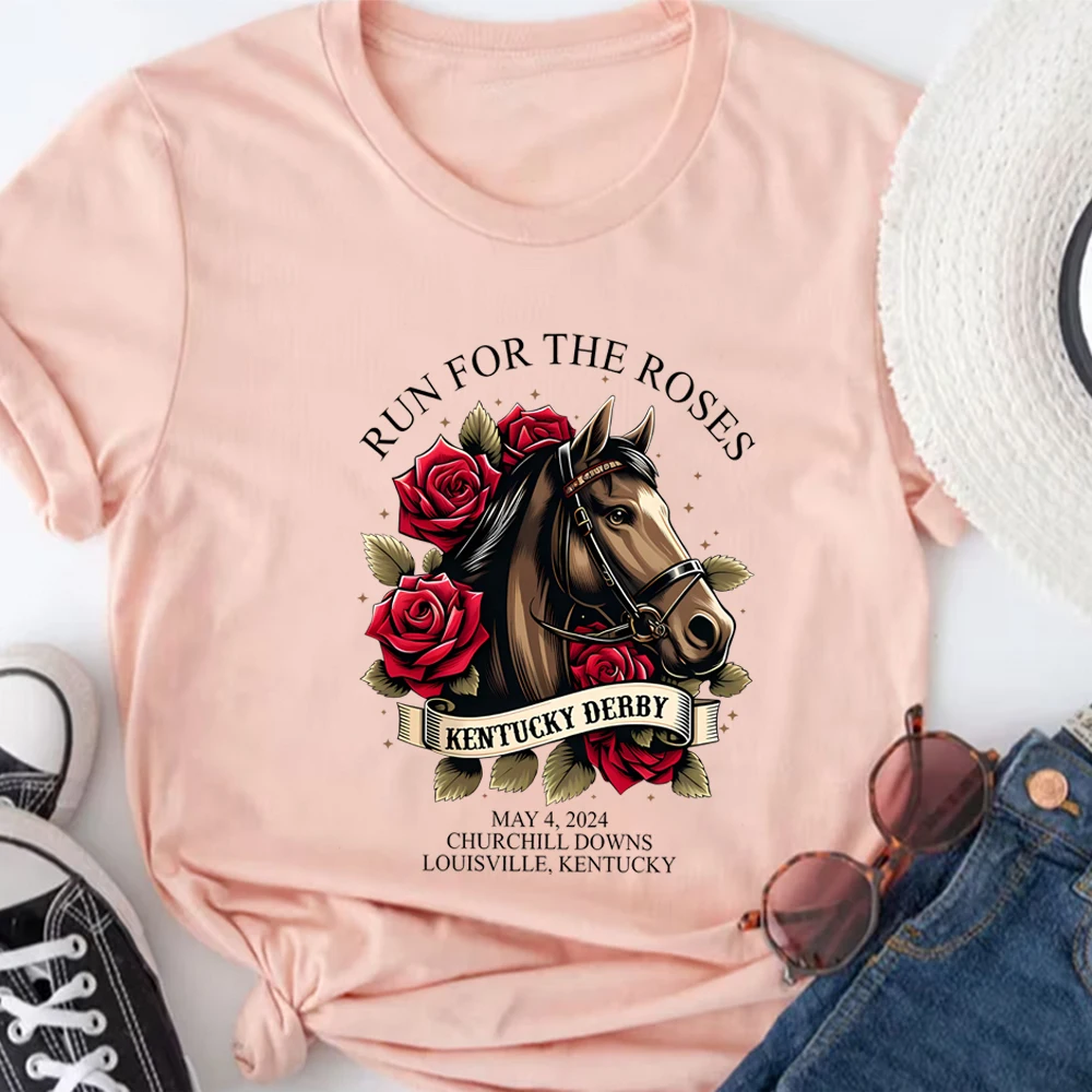 Kentucky Derby 150th Anniversary Tshirt Kentucky Derby Horse Racing Shirt Run For The Roses Short Sleeves Top 2024 Derby Tee